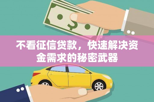 海宁不看征信贷款，快速解决资金需求的秘密武器