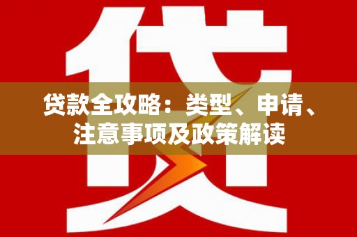 海宁贷款全攻略：类型、申请、注意事项及政策解读